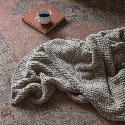 Greige Waffle Extended Throw
