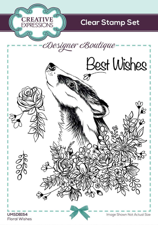 Creative Expressions Designer Boutique Floral Wishes 6 in x 4 in Stamp Set