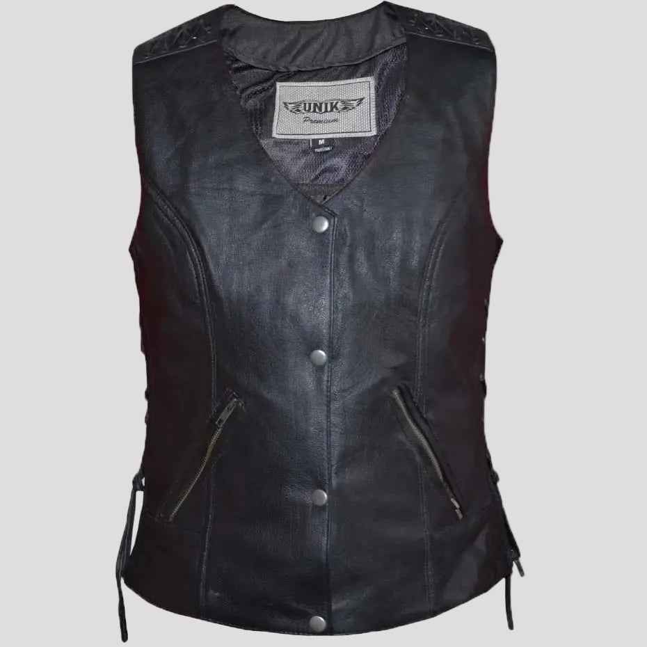Unik International Women's Eyelet Laced 2 Pocket Vest