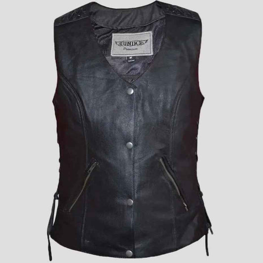 Unik International Women's Eyelet Laced 2 Pocket Vest