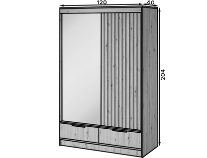 Voodi II Oak Wood Paneled Free Standing Wardrobe - Light Artisan Oak