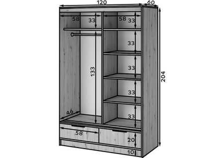 Voodi II Oak Wood Paneled Free Standing Wardrobe - Light Artisan Oak