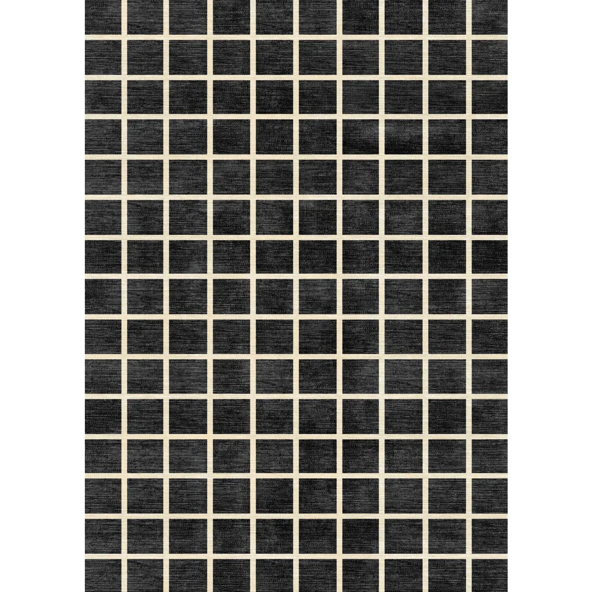 Teppich Caper Black Natur Kariert