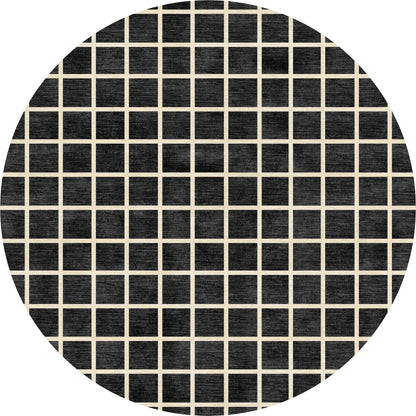 Teppich Caper Black Natur Kariert