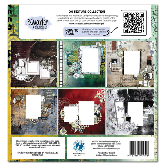 3Quarter Designs Oh Texture 12x12 Design Paper & Diecuts Set