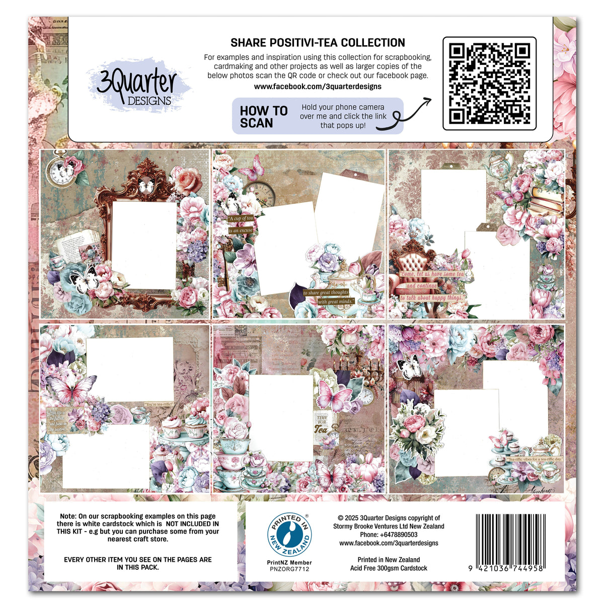 3Quarter Designs Positivi-Tea 12x12 Design Paper & Diecuts Set