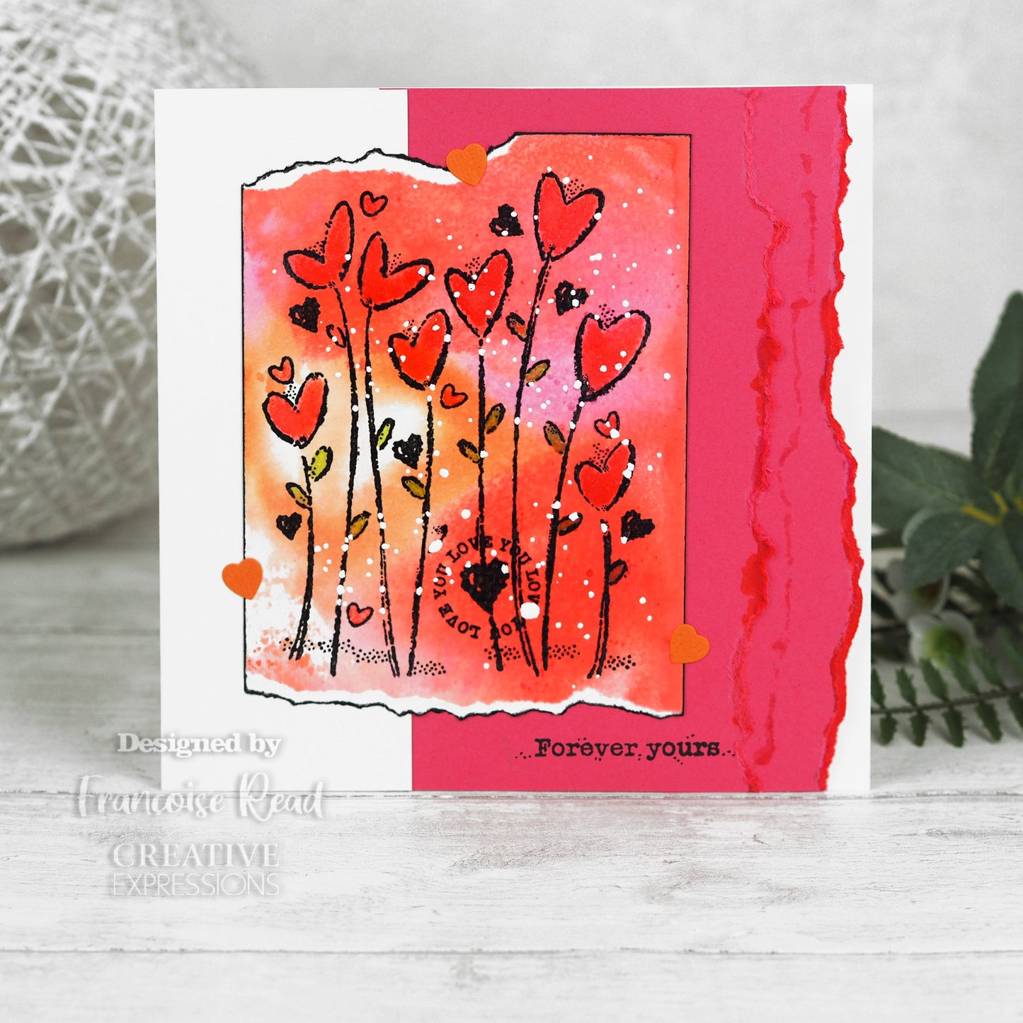Woodware Clear Singles Wild Hearts 4 in x 6 in Stamp