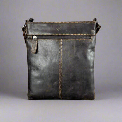 Greenwood Leather Cross Body Bag. Premium Full-Grain Leather Handbag with Multiple Pockets