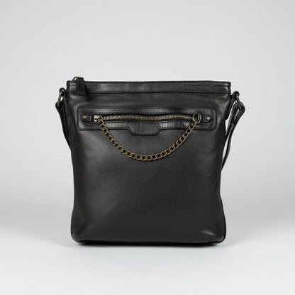 MET Premium Cow Leather Crossbody Bag with Chain Zipper Detail