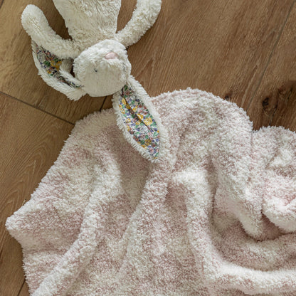 Primrose Pink and Soft White Vintage Floral Print Toddler Blanket