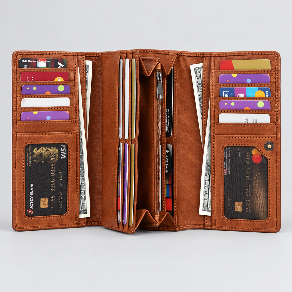 MET Women’s Leather Basket Weave Wallet. Artisan Woven Multi-Card Organizer