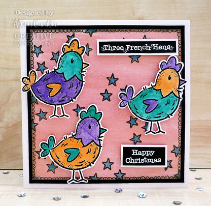 Woodware Clear Singles French Hen 3 in x 4 in Stamp