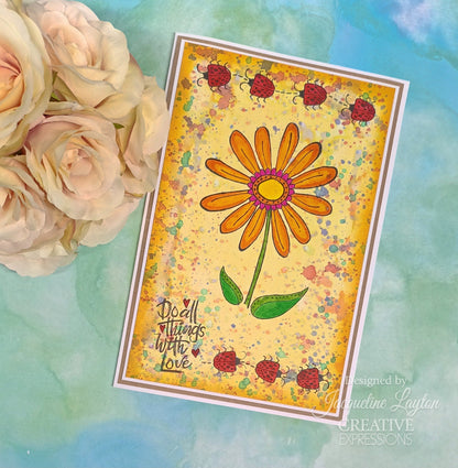 Woodware Clear Singles Petal Doodles With Love 4 in x 6 in Stamp Set