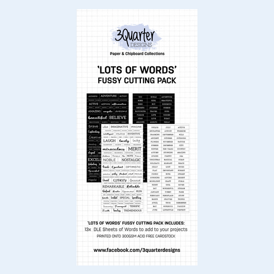 3Quarter Designs Fussy Cutting Pack - Lots of Words