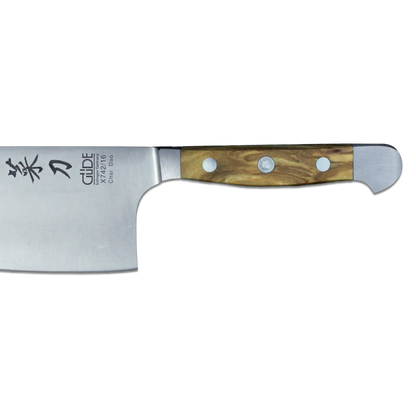ALPHA OLIVE | Chai Dao Chinesisches Kochmesser 16,5 cm Klinge | Geschmiedeter Stahl/Olivenholzgriff