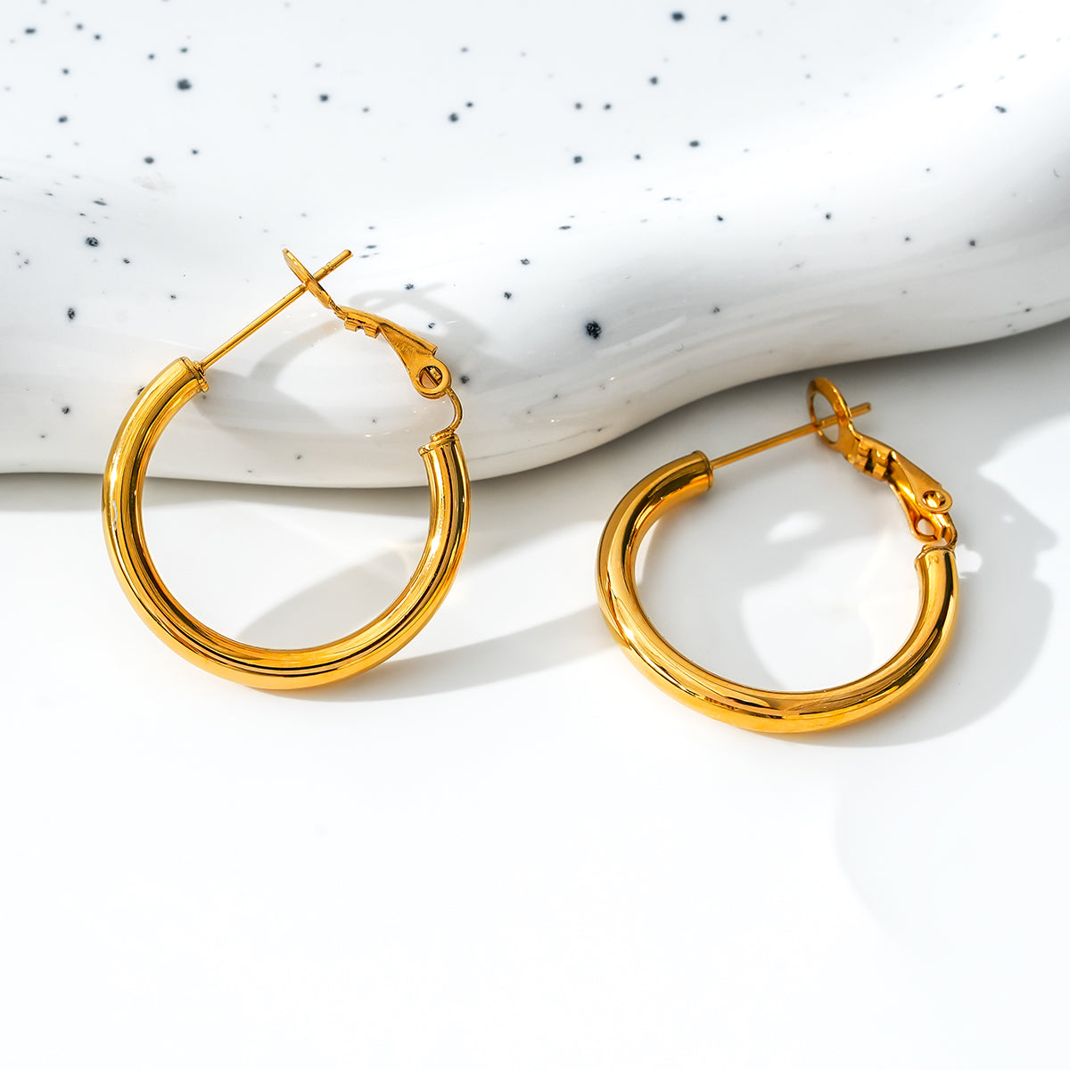 YOSHIKO Gold: Mid-Width Essential Hoop Earrings (Available in 6 Sizes: 2cm - 6cm)