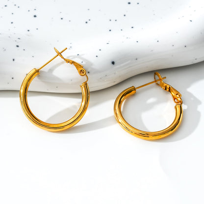 YOSHIKO Gold: Mid-Width Essential Hoop Earrings (Available in 6 Sizes: 2cm - 6cm)