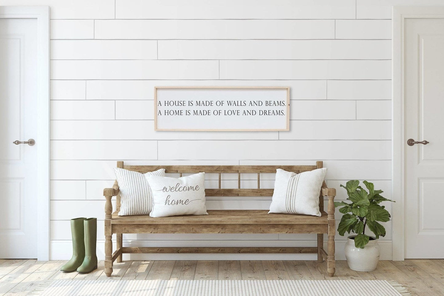 A House is Made of Walls and Beams Wood Sign