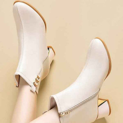 Women's Sequin Ankle Boots – Pointed Toe Chunky Heel Side-Zip Fashion Boots