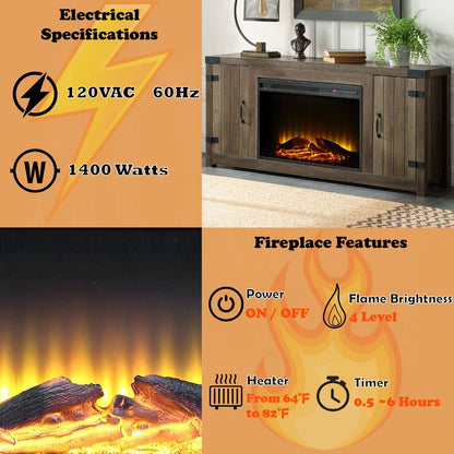 Hearth TV Stand/Storage Fireplace - Rustic Oak