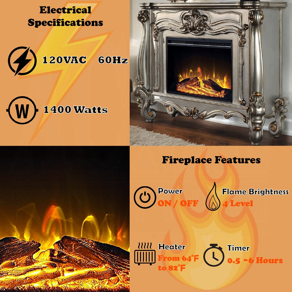 Gilded Antique Luxury Fireplace - Platinum