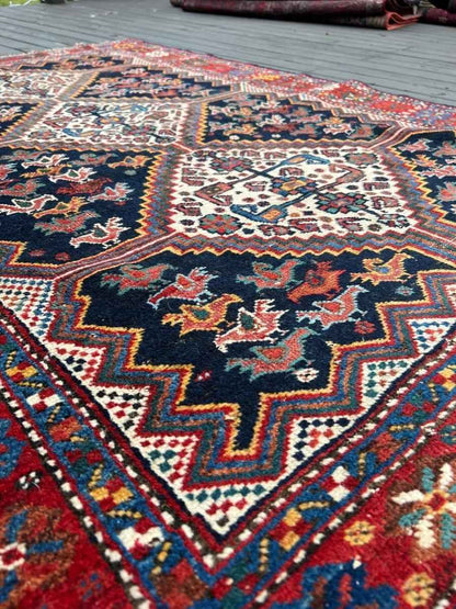 Antique Persian Khamseh Rug | 5' 9"  x 4' 1"