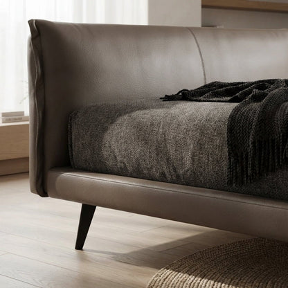 Aries Minimalist Brown Faux Leather Bed