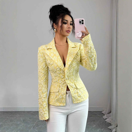 Women’s Embroidered Patchwork Blazer – Casual Lapel Single-Breasted Fashion Jacket