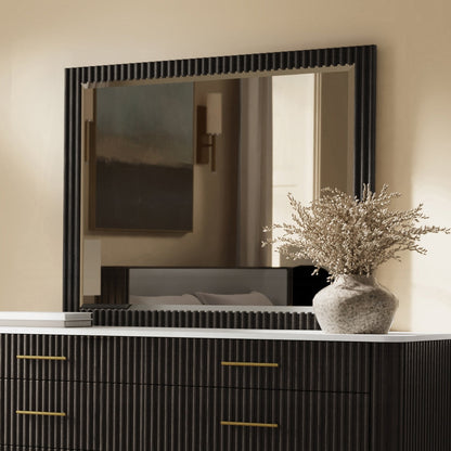 Laffery Luxury Chanel Detail Dresser Mirror - Espresso