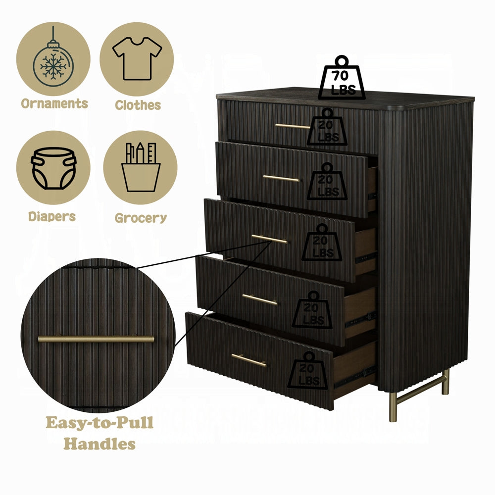 Laffery Luxury Chanel Detail Chest - Espresso