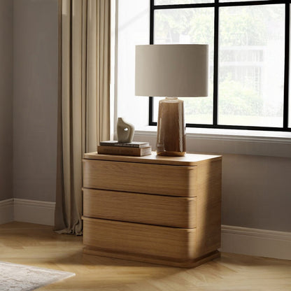 Yami 3 Drawer Wood Nightstand - Beige Oak