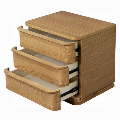 Yami 3 Drawer Wood Nightstand - Beige Oak