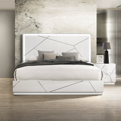 Pearl High Gloss Storage Nightstand - White