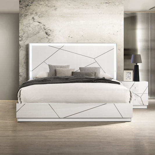 Pearl High Gloss Storage Nightstand - White