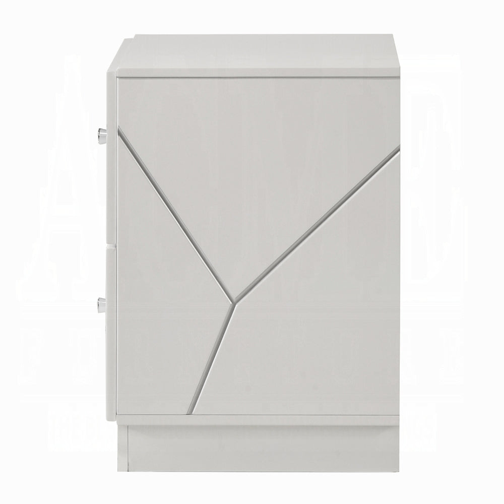 Pearl High Gloss Storage Nightstand - White