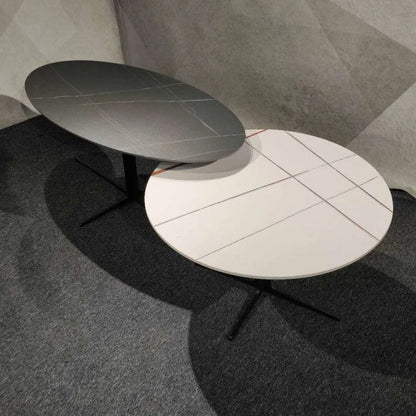 BT05 Double Stone Top Round & Elliptical Coffee Table Set