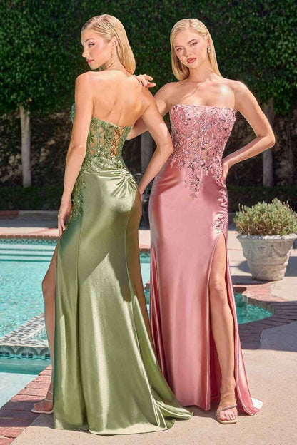 Stretch satin with intricate