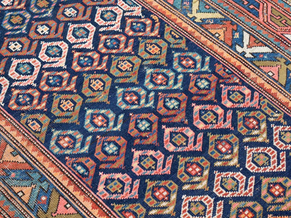 Caucasian Kazak Runner Rug | 4' 4" x 13' 9"