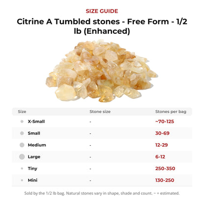 Citrine A Tumbled stones - Free Form - 1/2 lb (Enhanced)