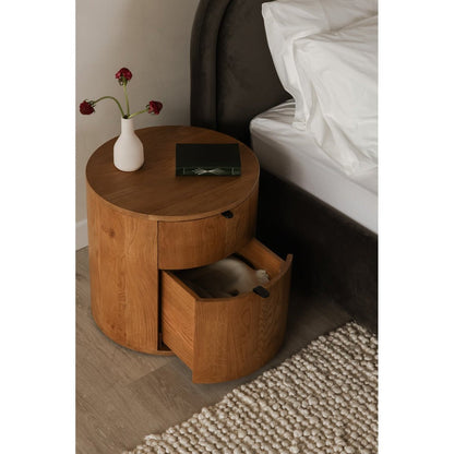 Colin Two-Drawer Nightstand in Natural Wood