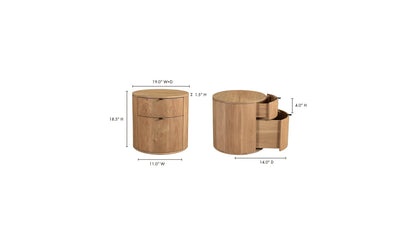 Colin Two-Drawer Nightstand in Natural Wood