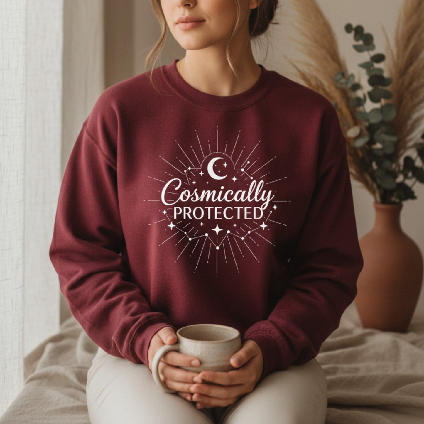Cosmically Protected Sweatshirt | Celestial Crewneck for Women | Spiritual Gift