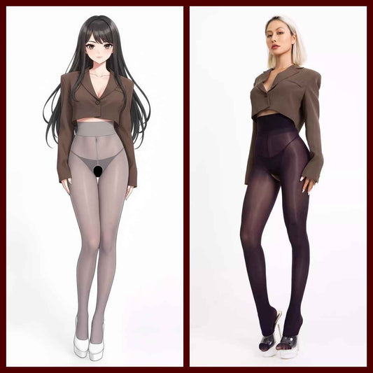 20D Crotchless High Waist Pantyhose Nylon Tights