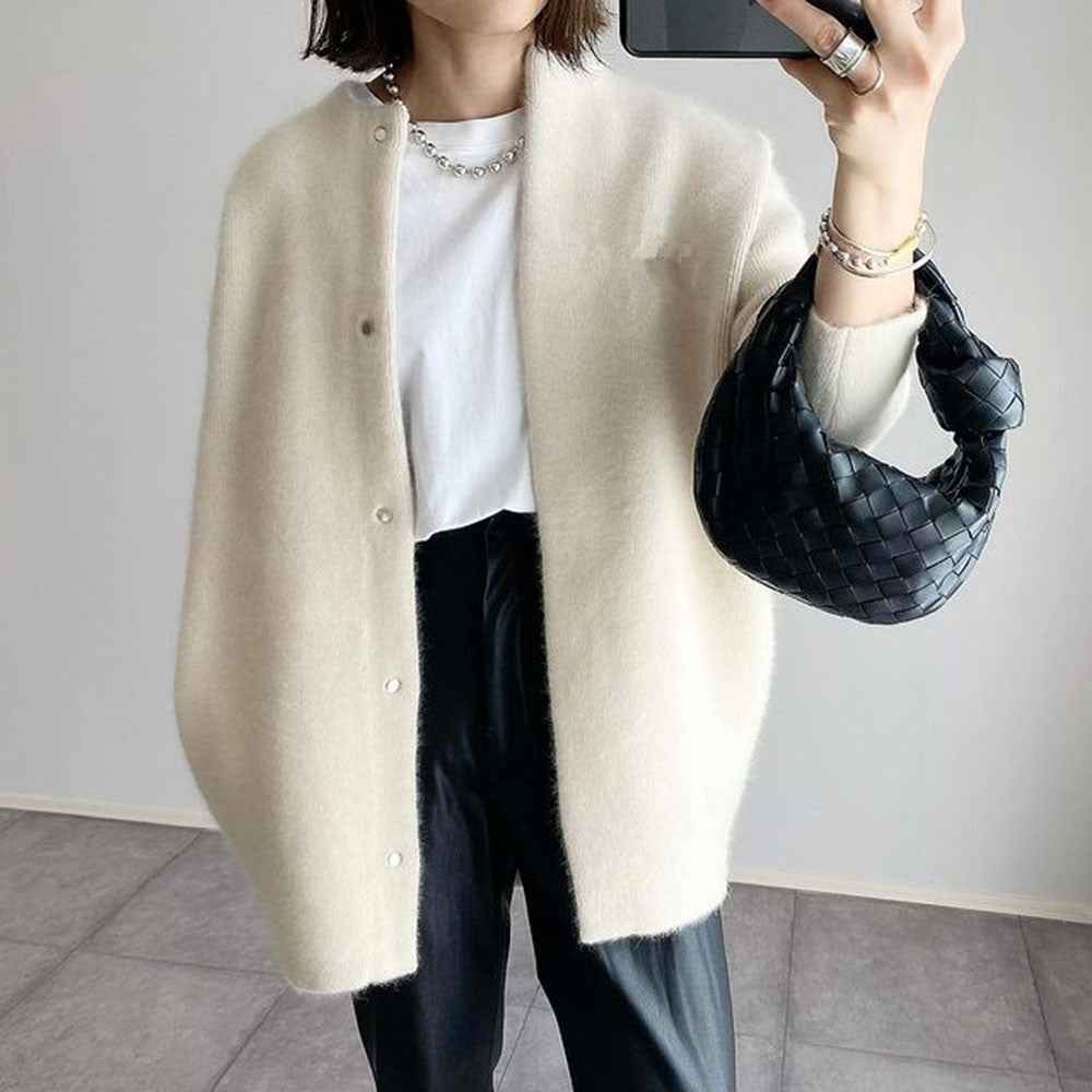 Ins Single Breasted Cardigans Fashion Solid Color Knitted Jacket Women's Autumn Spring Clothing