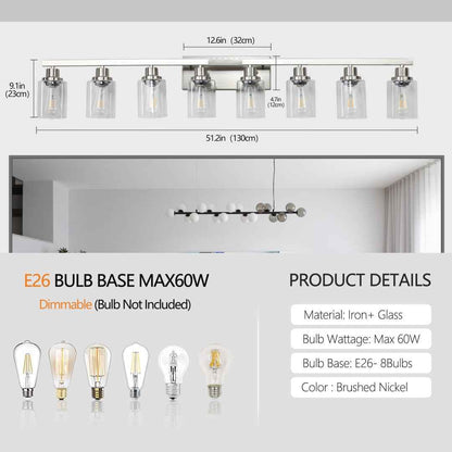 51-Inch 8-Light Brushed Nickel Vanity Light (United States Delivery Only)