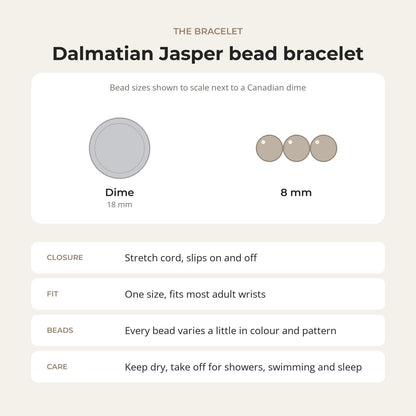 Dalmatian Jasper Round Bracelet - 8mm