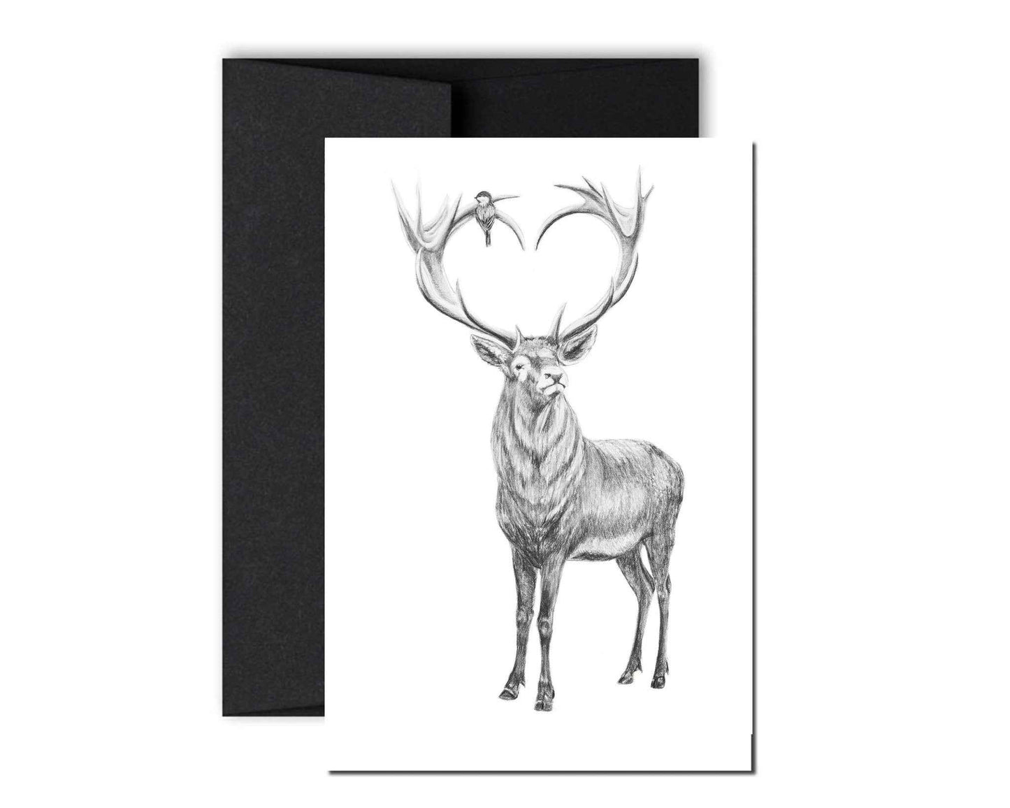 Deer with heart shaped antlers greeting card