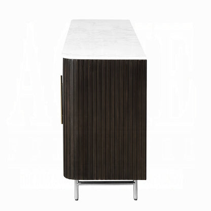 Laffery Faux Marble 70" TV Stand/Fireplace - Espresso