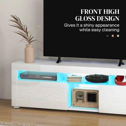 Modern TV Stand with Storage & LED Lights – High-Gloss White TV Cabinet for TVs up to 55" (United States Delivery Only)