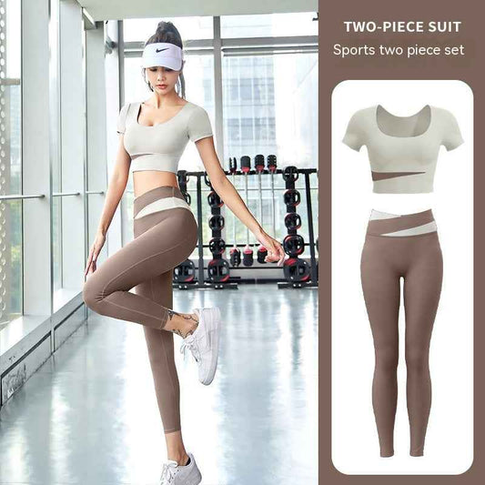 Women’s One-Piece Workout Suit – Chest-Pad Top & Pants Fitness Activewear
